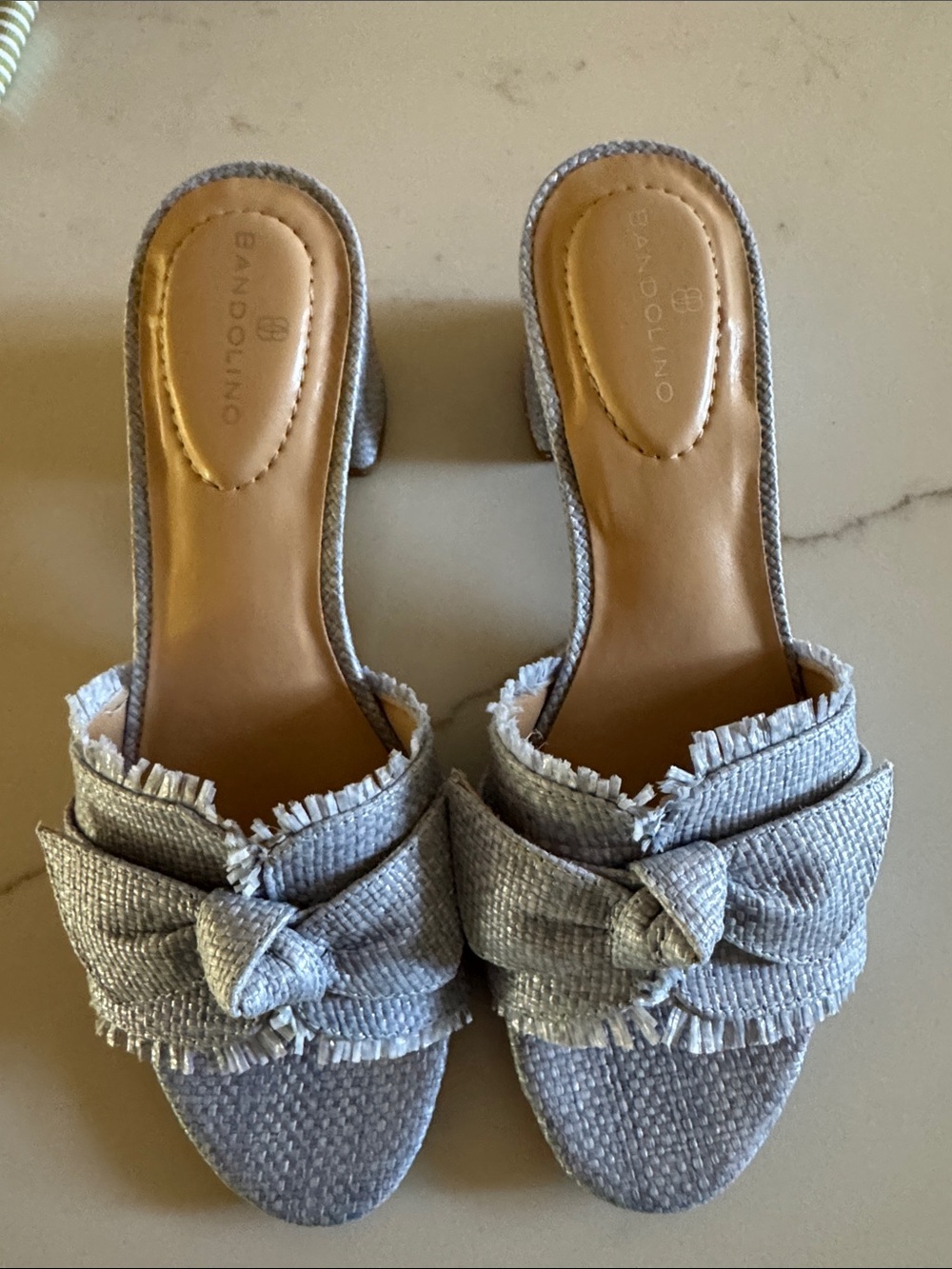 Bandolino Light Gray Knot Slide Mules